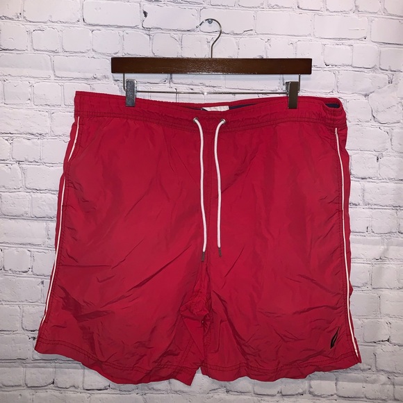 Nautica Other - Nautica Red & White Striped Swim Trunks size L